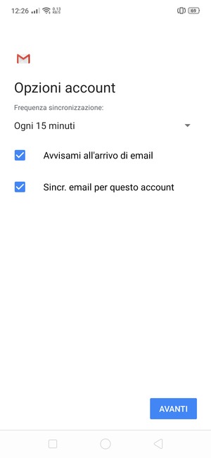 Seleziona AVANTI