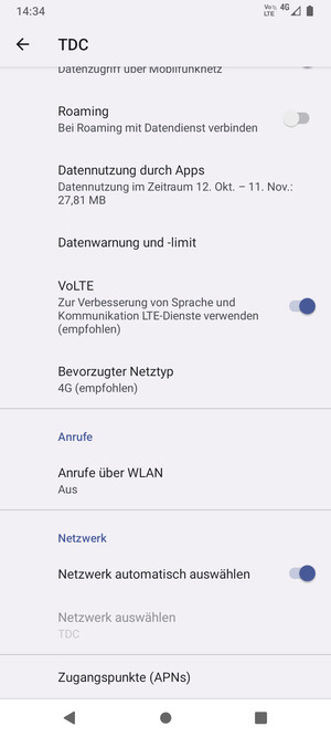 Scrollen Sie und wählen Sie Zugangspunkte (APNs)