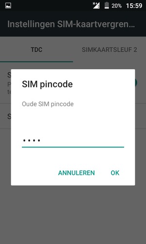 Voer uw Oude SIM pincode in en selecteer OK