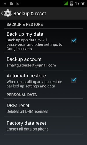 Select Backup account