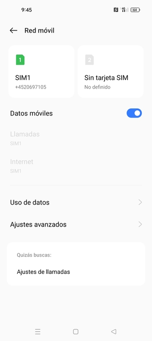 Seleccione SIM1 o SIM2