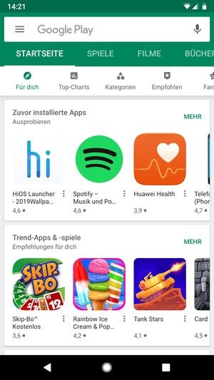 Wählen Sie die Suchleiste