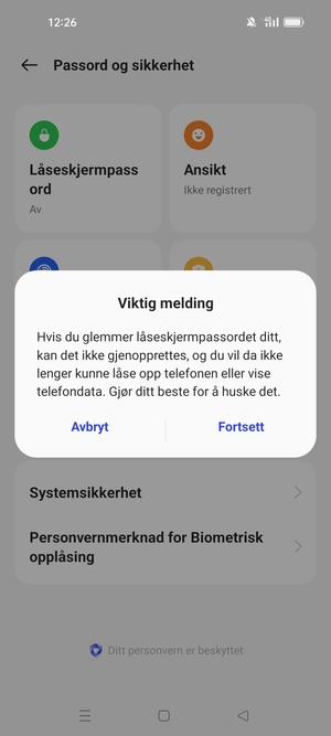 Velg Fortsett