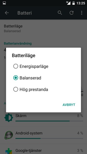 Välj Energisparläge