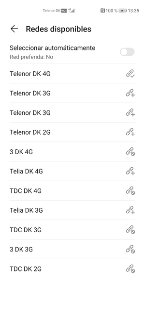 Seleccione un operador de red de la lista