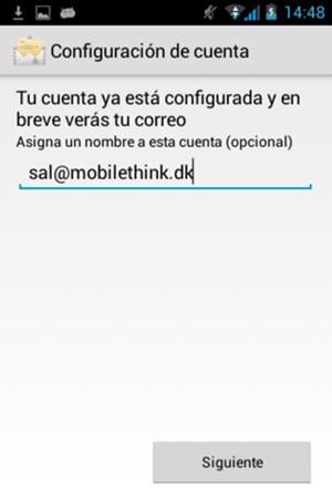 Déle a su cuenta un nombre y seleccione Siguiente