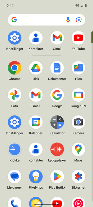 Velg Innstillinger