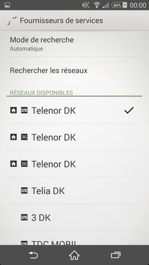 Sélectionnez un opérateur réseau dans la liste