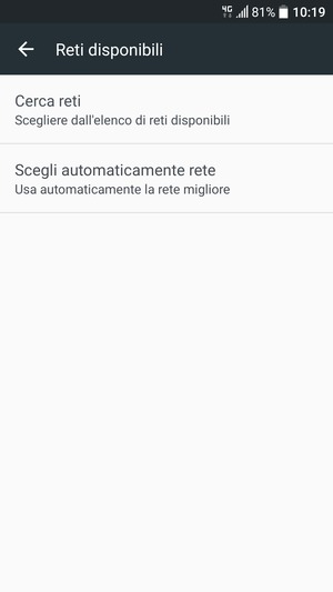 Seleziona Cerca reti