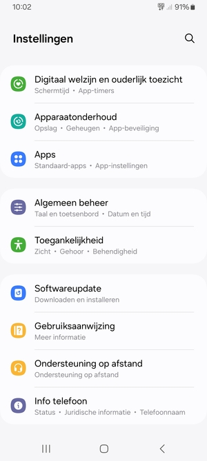 Scroll naar en selecteer Software-update