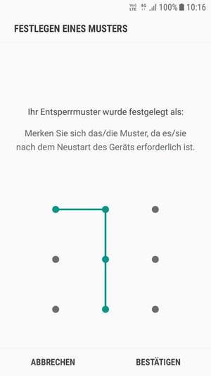 Zeichnen Sie das Entsperrmuster erneut und wählen Sie BESTÄTIGEN
