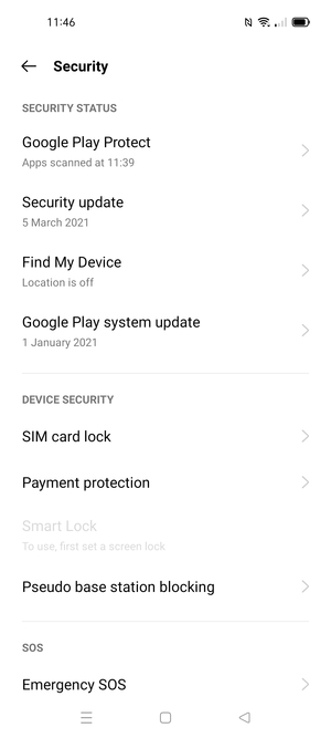 Scroll to and select  SIM card lock
