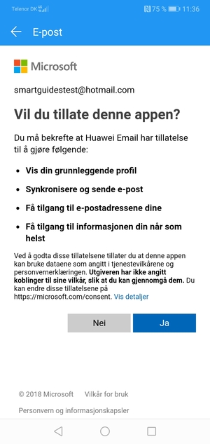 Velg Ja