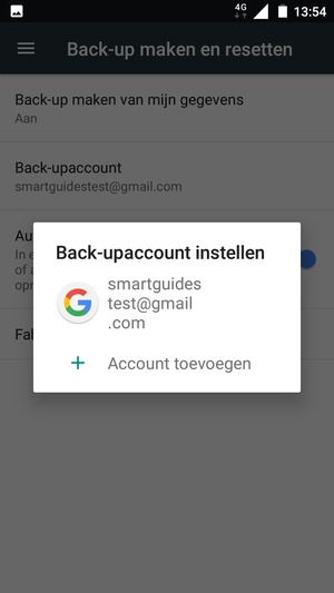 Selecteer uw back-up-account