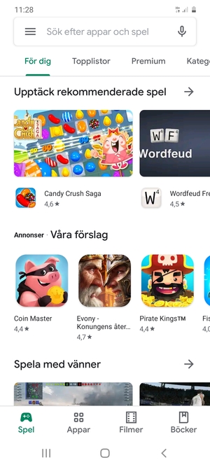 Tryck på sökfältet