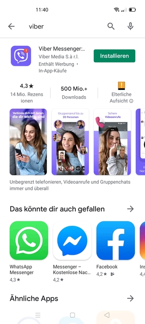 Wählen Sie die App