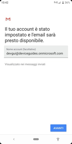 Scegli un nome per il tuo account e seleziona AVANTI