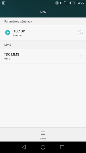 Sélectionnez Menu
