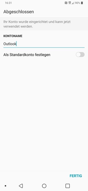 Geben Sie Ihrem Konto einen Namen und wählen Sie FERTIG