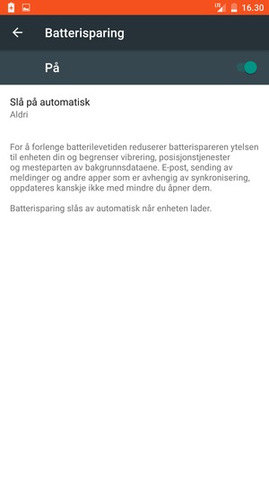 Slå Batterisparing på