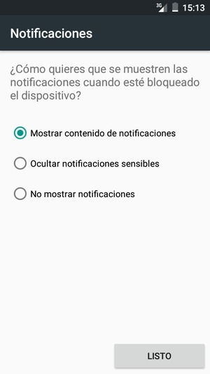 Seleccione la opción deseada y seleccione LISTO