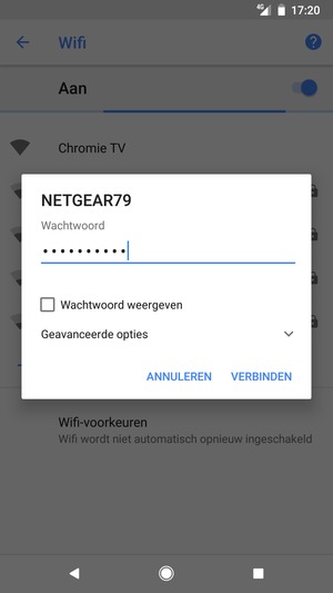 Voer het WiFi-wachtwoord in en selecteer VERBINDEN
