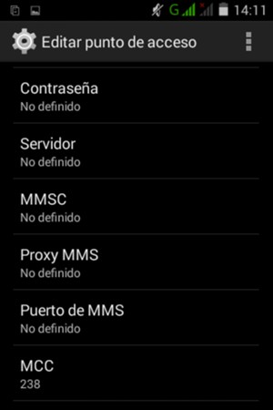 Desplácese hacia abajo e introduzca la información MMS