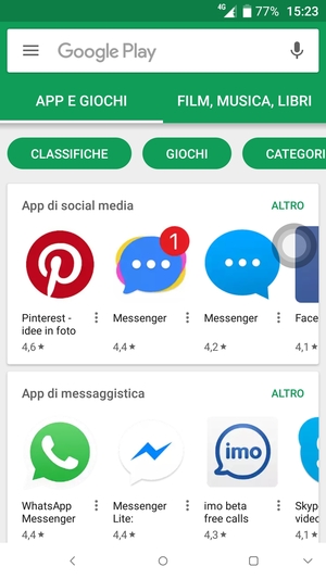 Seleziona la barra di ricerca