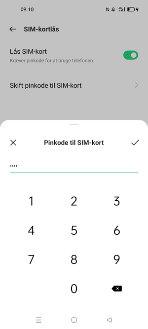 Indtast din Nuværende pinkode til SIM-kort og vælg OK