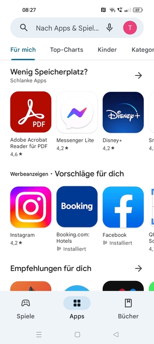 Wählen Sie die Suchleiste