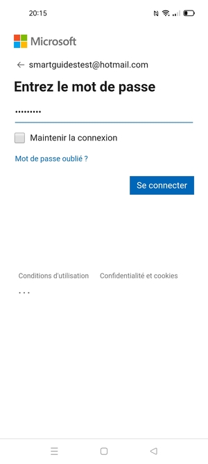 Saisissez votre mot de passe et sélectionnez Se connecter