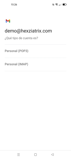 Seleccione Personal (POP3) o Personal (IMAP)