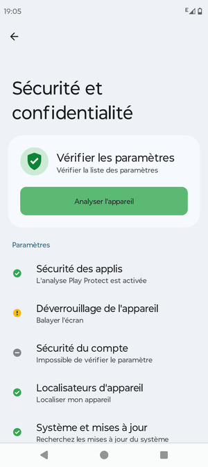 Pour activer votre écran de verrouillage, allez dans le menu Sécurité et confidentialité et sélectionnez Déverrouillage de l'appareil