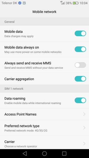 Turn Data roaming on or off