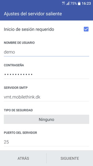 Introduzca la dirección de servidor saliente