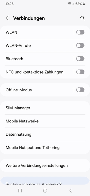 Wählen Sie Mobile Netzwerke
