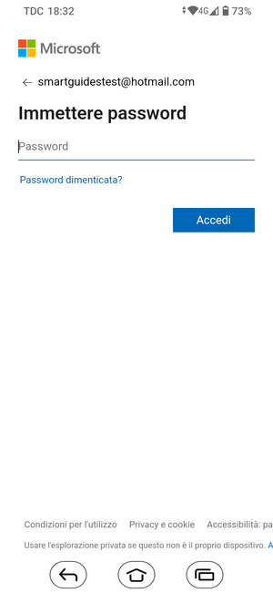 Inserisci la tua password e seleziona Accedi