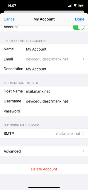 Enter Incoming server address