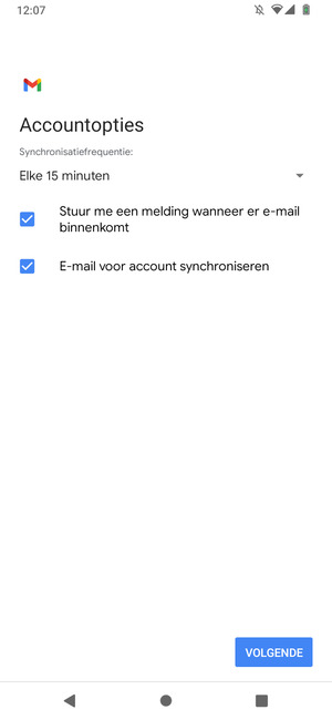 Selecteer VOLGENDE