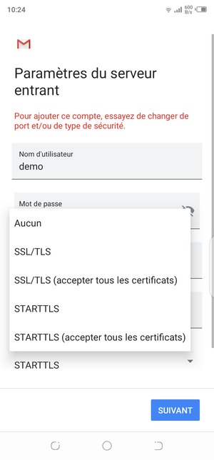 Sélectionnez Aucun puis SUIVANT