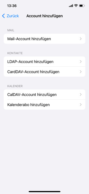 Wählen Sie Mail-Account hinzufügen