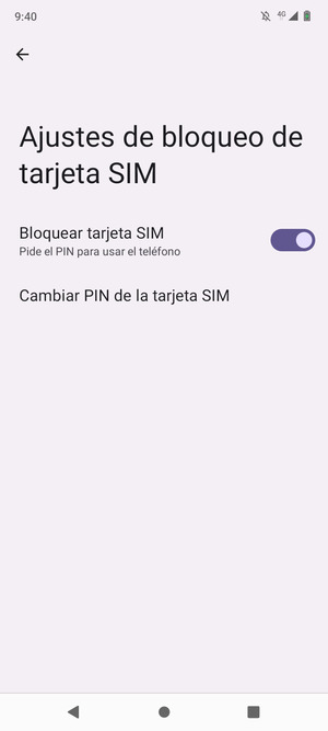 Seleccione Cambiar PIN de la tarjeta SIM