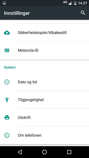 Bla til og velg Om telefonen