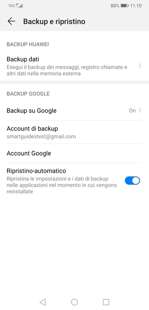 Seleziona Account di backup