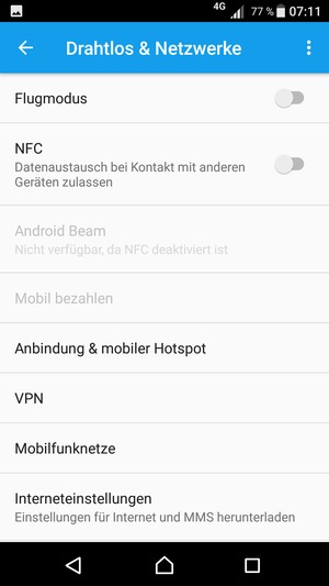 Wählen Sie Anbindung & mobiler Hotspot