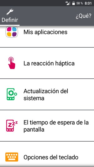 Desplácese y seleccione Actualización del sistema