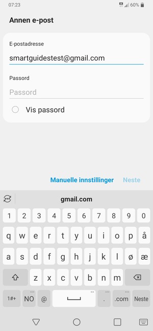 Skriv inn din Gmail-adresse og velg Neste