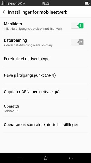 Velg Navn på tilgangspunkt (APN)