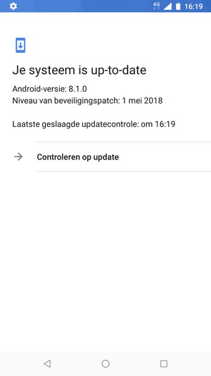 Als uw telefoon up-to-date is, zult u het volgende scherm zien
