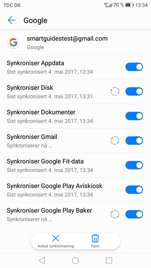 Din informasjon blir synkronisert
